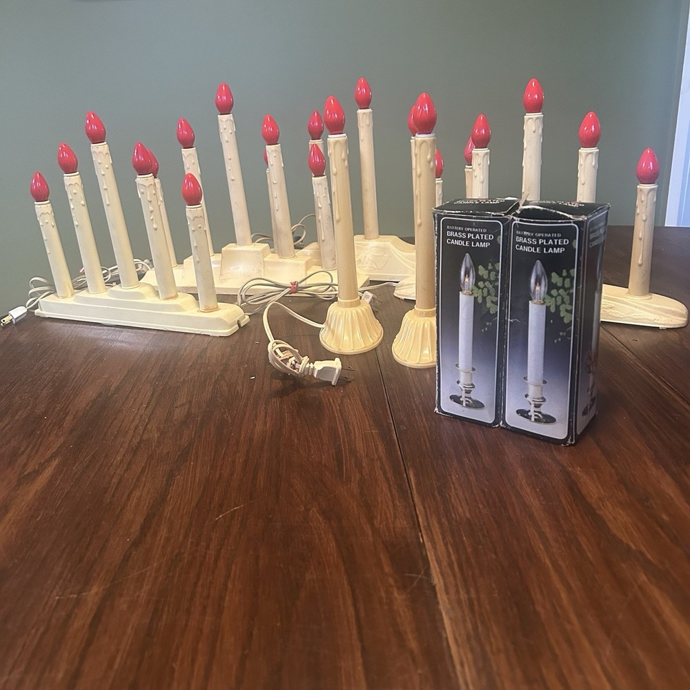 Christmas Candoliers 5-Light Holiday & Single Window Candles Candelabra Lot Of 8